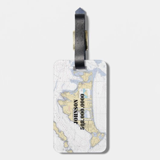  nautische kaart Martha's Vineyard Bagagelabel (Achterkant verticaal)