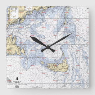 nautische kaart Nantucket Island Clock Vierkante Klok