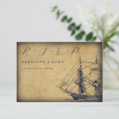 Nautische  Kaart Scheepillustratie Huwelijk (Staand voorkant)