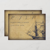Nautische  Kaart Scheepillustratie Huwelijk (Voorkant / Achterkant)
