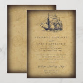 Nautische  Kaart Scheepillustratie Huwelijk (Voorkant / Achterkant)