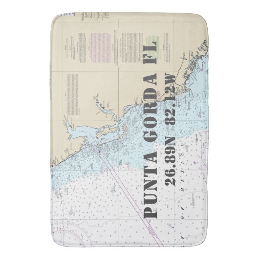 Nautische kaart van de lengtegraad van Punta Gorda Badmat (Voorkant Verticaal)