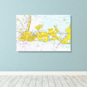 Nautische kaart van Key West, Florida Canvas Afdruk (Insitu (Houten vloer))