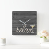 nautische kabel op hout met martini en ontspant te vierkante klok (Huis)