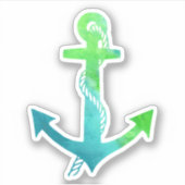 Nautische kalk groen en blauw Waterverf anker Sticker (Voorkant)