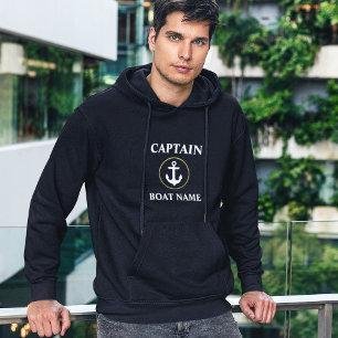 Nautische kapitein Boat Naam Anchor Blue Gold Hood Hoodie