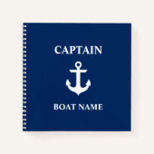 Nautische kapitein Boat Naam Anchor Blue Square Notitieboek (Voorkant)