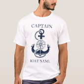 Nautische Kapitein Boot Naam Blue Anchor T-shirt (Voorkant)
