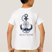 Nautische Kapitein Boot Naam Blue Anchor T-shirt (Achterkant)