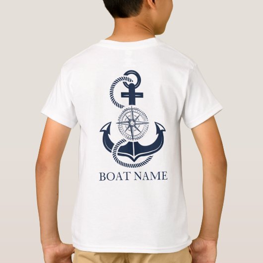 Nautische Kapitein Boot Naam Blue Anchor T-shirt (Achterkant)
