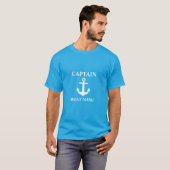 Nautische Kapitein Bootnaam Anker Malibu Blauw T-shirt (Voorkant volledig)