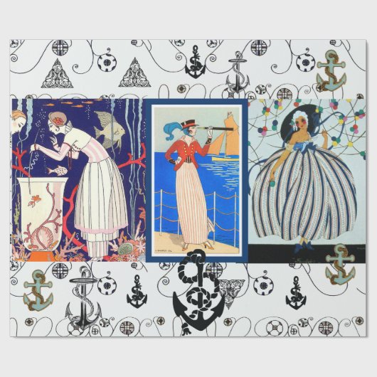 NAUTISCHE KARTDECO-REEKS MODE MET ANCHOREN CADEAUPAPIER (Vlak)