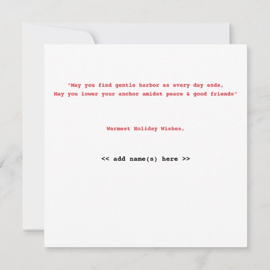 Nautische kerst Flat Wenskaart Kaart (Achterkant)