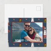 Nautische kerst Kust Vuurtoren Patroon Feestdagenkaart (Voorkant / Achterkant)