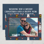 Nautische kerst Kust Vuurtoren Patroon Feestdagenkaart (Voorkant / Achterkant)