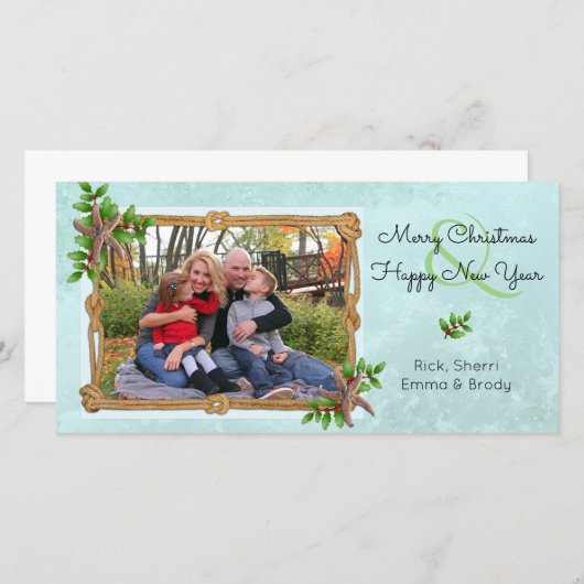 Nautische kerst op de kuststrovis Splash Feestdagenkaart (Voorkant / Achterkant)