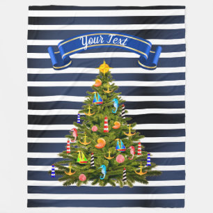 Nautische kerstboom - Aangepast Fleece Deken
