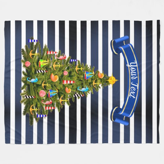 Nautische kerstboom - Aangepast Fleece Deken (Voorkant (Horizontaal))