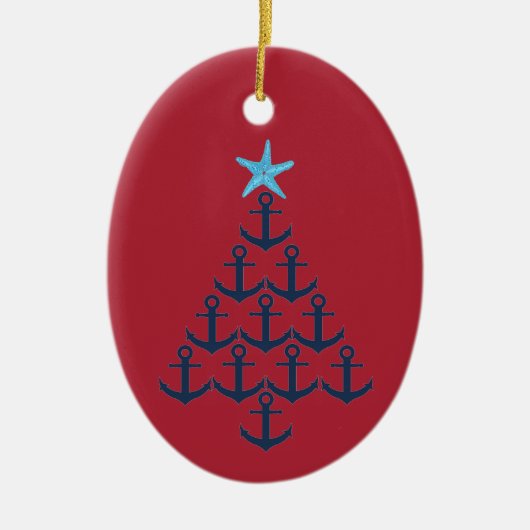 Nautische kerstboom keramisch ornament (Voorkant)
