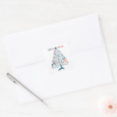 Nautische kerstgroet Kerstboom Vierkante Sticker (Envelop)