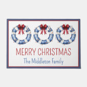 Nautische kerstleven bewaarders met bogen deurmat (Voorkant)