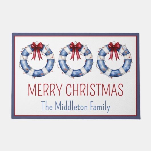 Nautische kerstleven bewaarders met bogen deurmat (Voorkant)