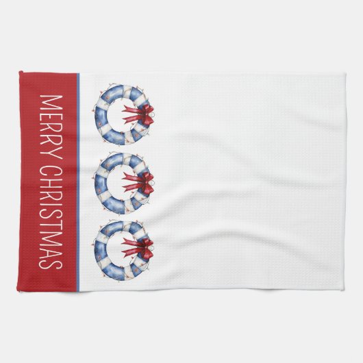 Nautische kerstleven bewaarders met bogen theedoek (Horizontaal)