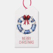 Nautische Kerstman Life Preserver met boog Cadeaulabel (Voorkant)