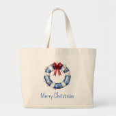 Nautische Kerstman Life Preserver met boog Grote Tote Bag (Voorkant)