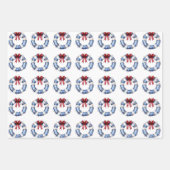 Nautische Kerstman Life Preserver met boog Inpakpapier Vel (Voorkant 2)