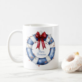 Nautische Kerstman Life Preserver met boog Koffiemok