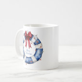 Nautische Kerstman Life Preserver met boog Koffiemok (Voorkant links)