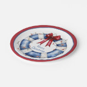 Nautische Kerstman Life Preserver met boog Papieren Bordje (Gekanteld)