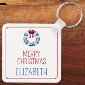 Nautische Kerstman Life Preserver met boog Sleutelhanger (Achterkant)