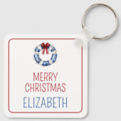 Nautische Kerstman Life Preserver met boog Sleutelhanger (Achterkant)