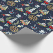 Nautische Kerstmis Cadeaupapier (Hoek)