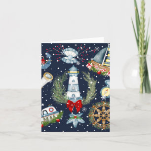 Nautische Kerstmis Feestdagen Kaart