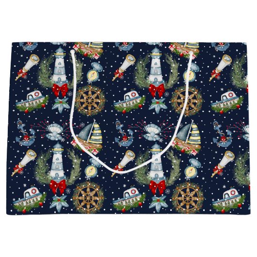 Nautische Kerstmis Groot Cadeauzakje (Voorkant)
