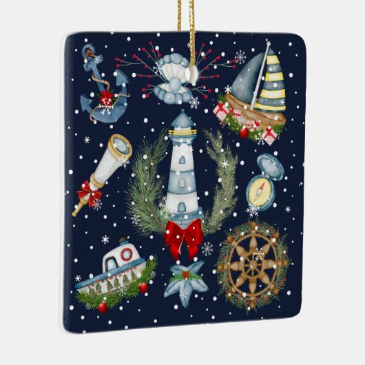 Nautische Kerstmis Keramisch Ornament (Rechts)