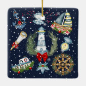 Nautische Kerstmis Keramisch Ornament (Achterkant)