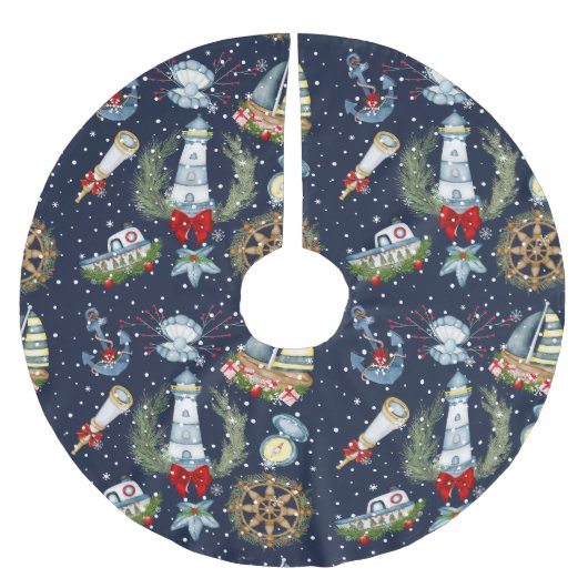 Nautische Kerstmis Kerstboom Rok (Voorkant)