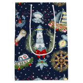 Nautische Kerstmis Medium Cadeauzakje (Achterkant)
