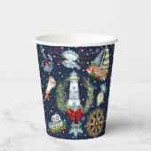 Nautische Kerstmis Papieren Bekers (Achterkant)