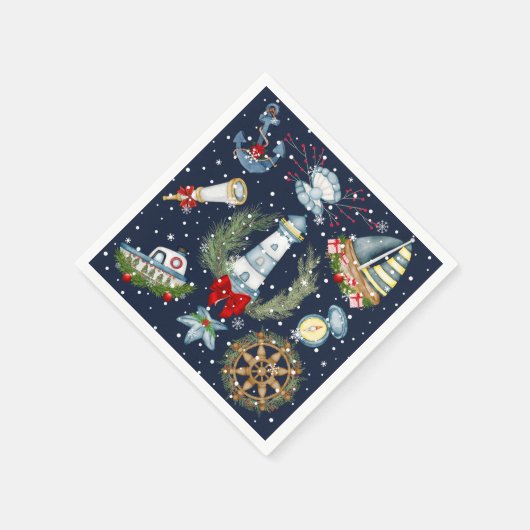 Nautische Kerstmis Servet (Hoek)