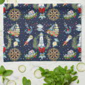 Nautische Kerstmis Theedoek (Gevouwen)