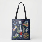 Nautische Kerstmis Tote Bag (Voorkant)