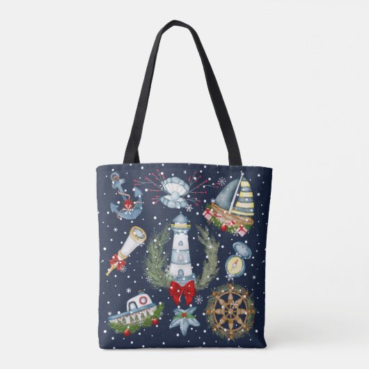 Nautische Kerstmis Tote Bag (Achterkant)