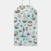 Nautische Kerstmis Waterverf Zeilschip Cadeaulabel (Achterkant)