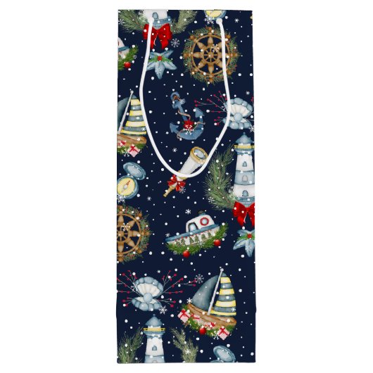 Nautische Kerstmis Wijn Cadeautas (Achterkant)