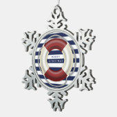 Nautische Kerstversiering Gepersonaliseerd Tin Tin Sneeuwvlok Ornament (Rechts)